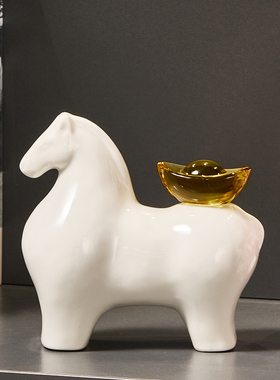 财马奔腾柜子上的摆件酒柜装饰品高端客厅电视柜工艺家居展示柜