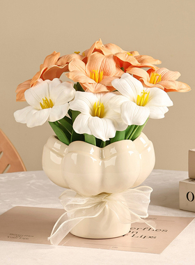 手捧高档仿真花假花摆设轻奢高端花束客厅玄关装饰品花艺餐桌摆件