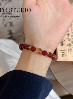 SUIYI 秋韵流金 原创设计 红玛瑙黄塔晶手串女秋冬氛围感通勤配饰