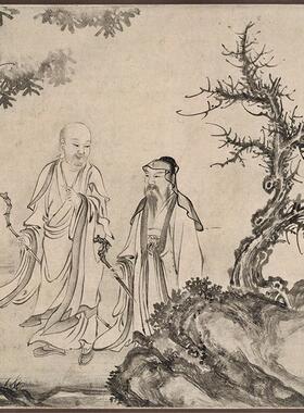 高清宣纸艺q术微喷画南宋李公麟白莲社图卷(全卷)纸本35x1250