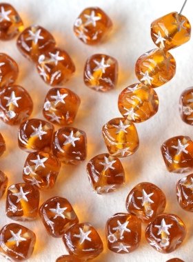 进口捷克珠8*8mm星星骰子珠手工串珠diy材料配件散珠饰品