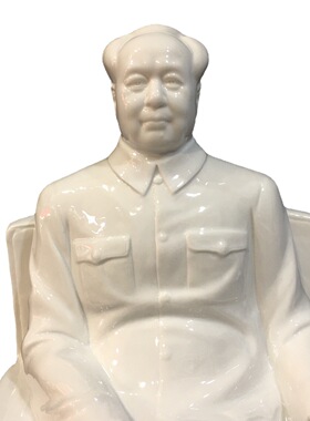 现代复古白色陶瓷毛主席座椅像  家居客厅礼品工艺装饰品摆设青花
