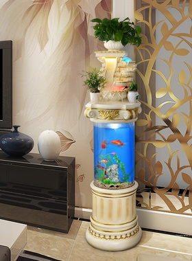 热卖客厅落地流水鱼缸摆件大气