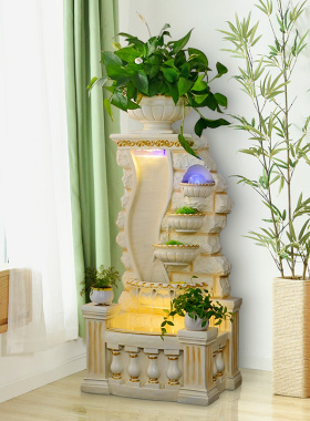 鱼缸欧式风造景花盆流水喷泉摆件