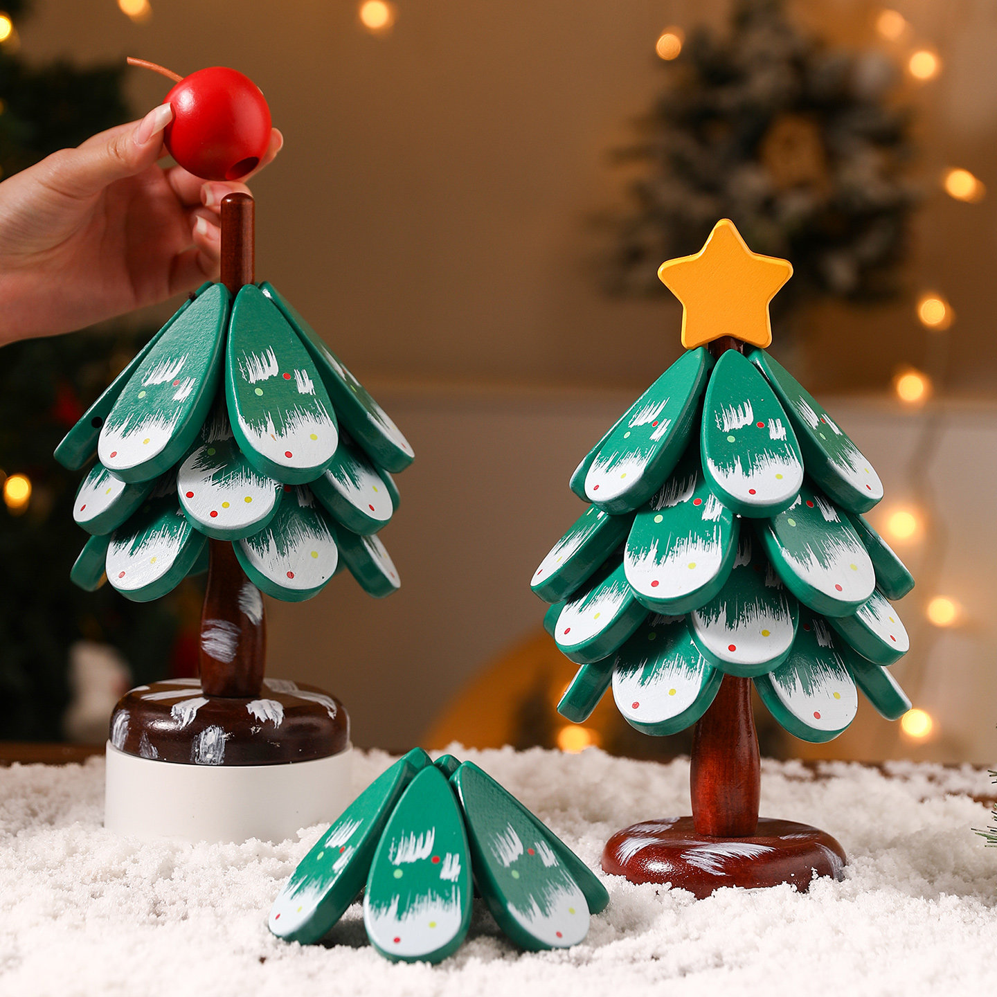 圣诞树隔热垫餐桌摆件高级感创意一棵树实木防烫锅垫折叠杯垫碗垫,淘宝优惠券,粉丝福利购,淘宝优惠卷