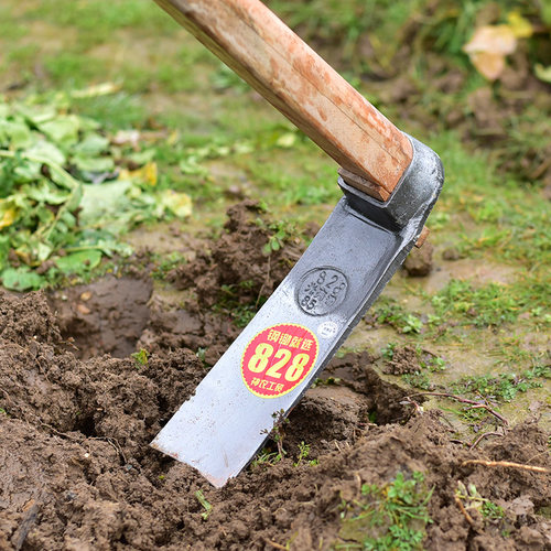 轨道钢长锄头农具挖土家用种菜大锄头除草神器开荒山户外工具全钢 - 图2