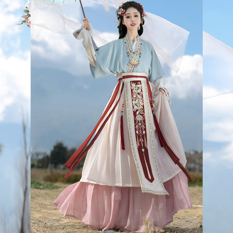 【春晓】茗月萱原创宋制汉服女对穿交半袖日常合围裙夏款齐腰褶裙,淘宝优惠券,粉丝福利购,淘宝优惠卷