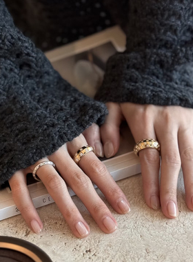 bvminc 新款棋盘窄版戒指