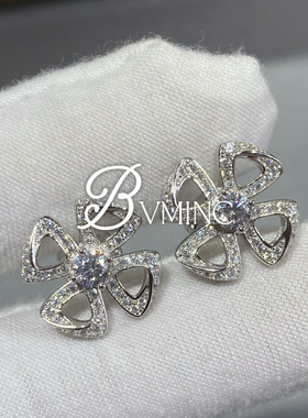 bvminc 露思同款咏绽花瓣花朵满钻耳钉