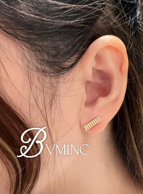 bvminc 条纹耳钉 罗缎耳钉 银