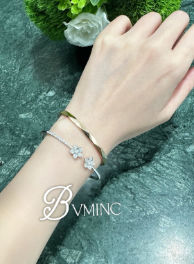 bvminc gf双花朵满钻开口手镯