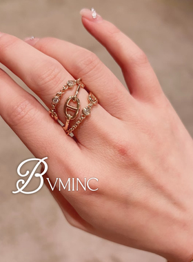 bvminc 日杂同款 三层链条猪鼻子戒指 S925银
