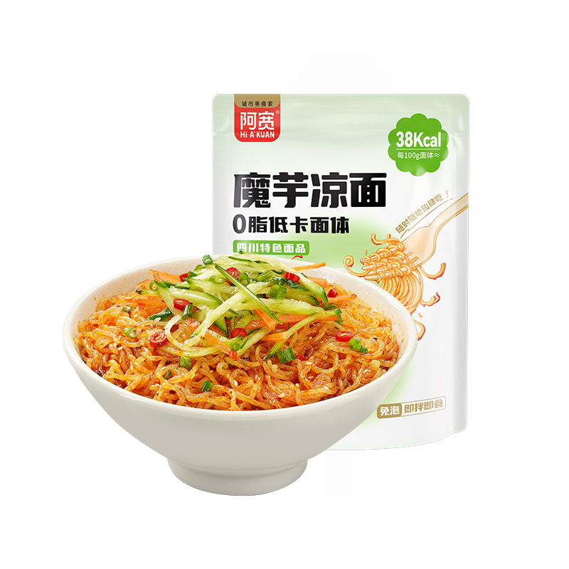 阿宽魔芋凉面255g/袋装 椒香糖醋味网红低脂0卡面体速食夜宵代餐 - 图3