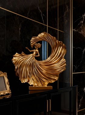 轻奢客厅装饰品金色小众设计家居