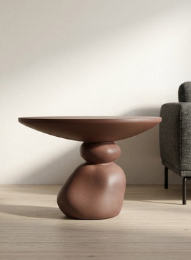 中古风实木圆形茶几简约小户型