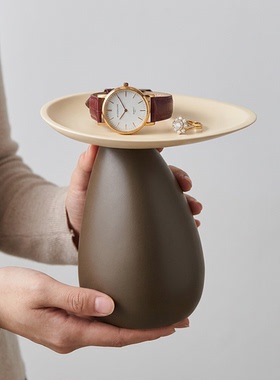 现代轻奢悬浮圆形实木装饰摆件