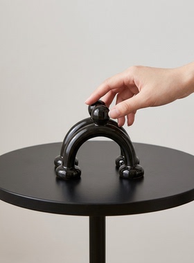 创意黑色陶瓷拱门客厅装饰摆件