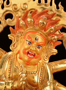 铜鎏金大黑天居家铜像摆件