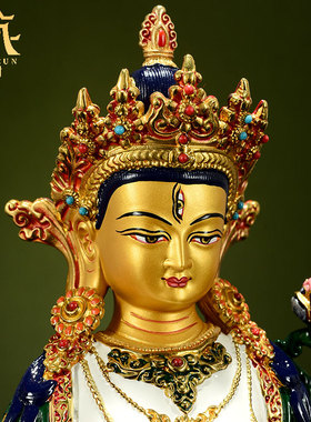 居家矿物彩绘白度母摆件