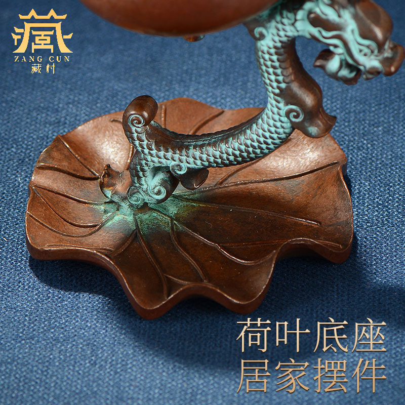 铜制荷叶龙首倒流香炉倒挂吊炉家用盘香炉仿古茶道檀香沉香熏香炉