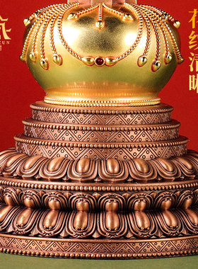 藏村铜鎏金藏式噶当塔菩提塔摆件