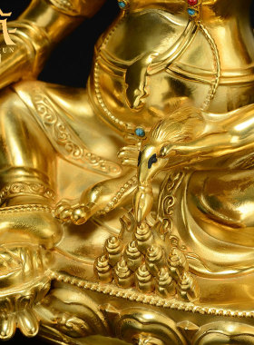 家用室内铜鎏金黄财神装饰摆件