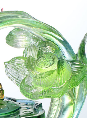 彩色古法琉璃莲花小茶壶摆件客厅前台桌面装饰摆放节日送礼工艺品