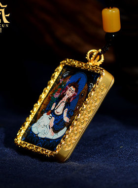 藏族手绘小唐卡吊坠手工绘画挂牌