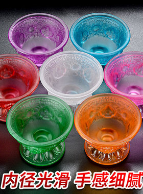 藏村吉祥雕花七彩琉璃水杯摆件