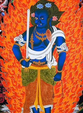藏村 手绘不动明王唐卡挂画 家用尼泊尔矿物颜料挂件玄关装饰壁画