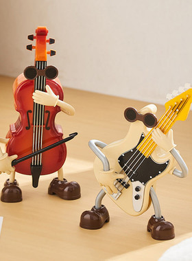 手摇八音盒女孩闺蜜生日礼物小提琴吉他模型桌面装饰摆件
