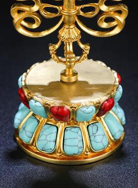 文殊剑摆件密宗黄铜镶嵌彩珠文殊智慧宝剑藏式供佛用品金刚杵法器