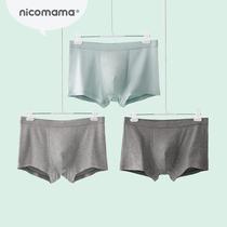 (3 dress) nicomama mens bacteriostatic and breathable underwear comfortable flat angle spring and summer light and thin bamboo fiber underwear