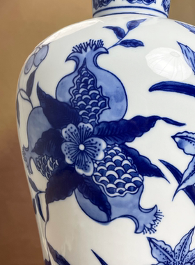 景德镇陶瓷花瓶摆件客厅玄关博古架青花瓷大号花瓶插花器