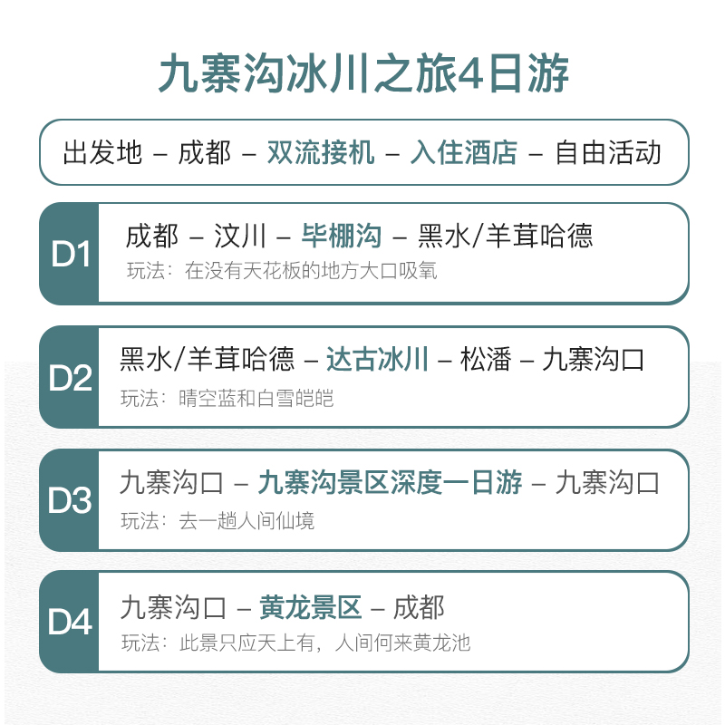 飞猪旅游成都九寨沟纯玩四日游达古冰川/四姑娘山川西跟团游-图3