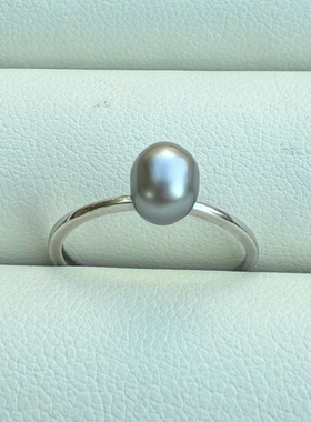 一物一拍极光无瑕铂金灰无核大溪地Keshi克旭天然珍珠925纯银戒指