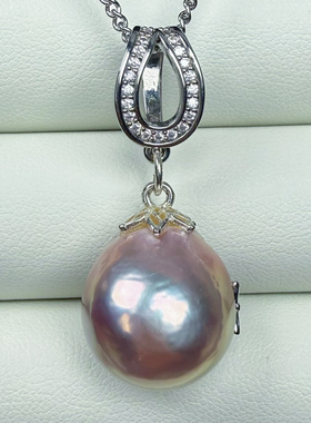 镜面极光粉绿光巨大16mm恐龙蛋天然淡水珍珠吊坠