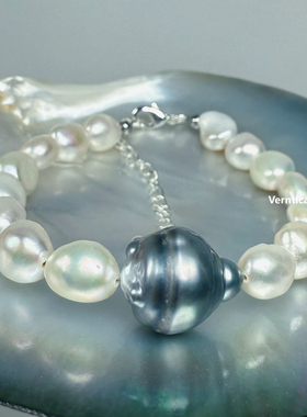 强光大溪地珍珠手链淡水混搭风天然海水珍珠手串