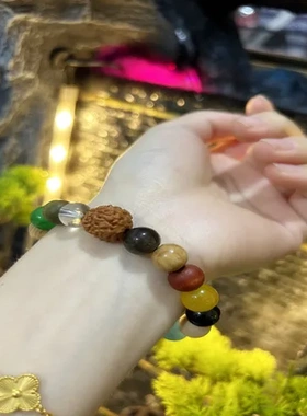 中式手链十八籽盘玩新款ins七彩念珠复古设计小众手串