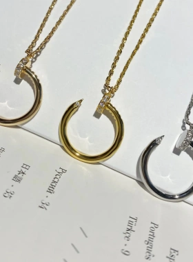 欧美跨境钛钢镶钻钉子项链满天星满钻卡家时尚女士锁骨不锈钢骨项