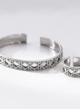 轻奢藤格纹光面手镯女小众设计感编织个性百搭镂空手环ins风配饰