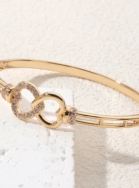 爱心手镯带钻手镯嘻哈欧美个性潮酷高级手环手饰品钉子手镯