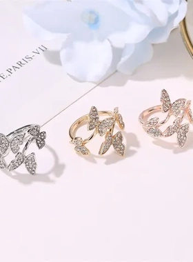 蝴蝶戒指气质轻奢开口食指时尚手饰四只满钻热卖网红风欧美