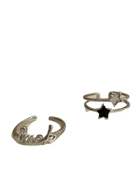 冷淡风女戒指小众轻奢字母滴油Lucky食指星星甜酷设计高级感指环