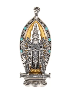 藏式民族风钥匙扣吊坠包包经文精工可打挂件泰莉原创开放千手观音