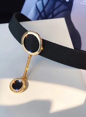 宽边项链韩国chocker颈链短款遮脖子锁骨链性感女饰品颈带黑色