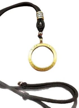 吊坠绳项链纯铜古钱国风新中式道家花钱山鬼真挂件车挂件真品朱砂