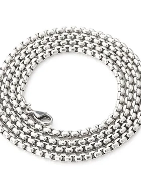 环环相扣嘻哈跨境钛钢配链项链不锈钢链子方珍珠链男士潮配饰饰品