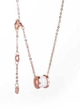 韩版锁骨链陶瓷罗马小红人项链弹簧网红数字同款玫瑰金形