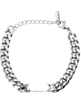 ins小众手链嘻哈男生古巴钛钢潮男饰品简单手饰设计男士手镯配饰